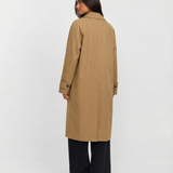 Classic Long Trench Coat with Button Front and Relaxed Fit