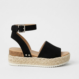 Orizelle | Suede Platform Espadrille Sandals — Black