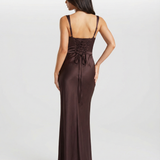 Satin Maxi Evening Dress Elegant Slim Fit