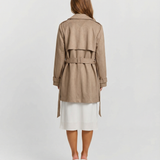 Belted Classic Trench Coat with Double Breasted Design