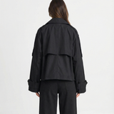 Double Breasted Cropped Trench Jacket with Relaxed Fit