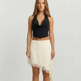 Asymmetrical Fringe Midi Skirt Elegant Boho Style