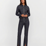Zip Up Jacket and Straight Leg Pants Casual Lounge Outfit