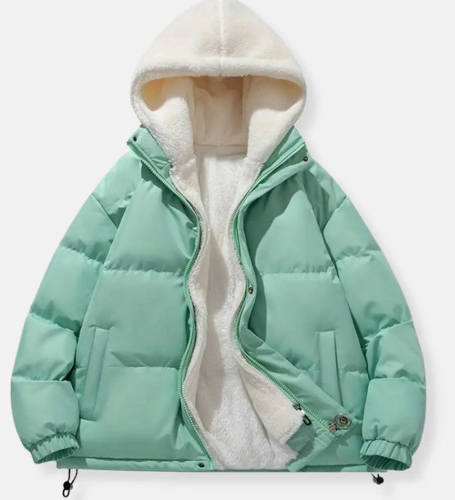 Luxury Winter Puffer Hooded Jacket with Plush Inner Lining