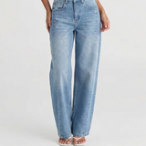 High Waist Relaxed Fit Light Wash Denim Jeans