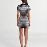 Striped Ribbed Mini Dress Casual Slim Fit
