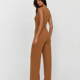 Sleeveless Tailored Wide Leg Jumpsuit Elegant Style
