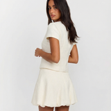 Short Sleeve Button Front Top and Skirt Set
