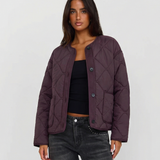 Quilted Lightweight Jacket with Button Front and Relaxed Fit