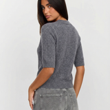 Women Button Front Knit Cardigan Short Sleeve Sweater