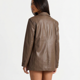 Oversized Faux Leather Tailored Blazer