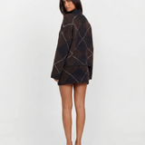 Women's Plaid Oversized Sweater and Mini Skirt Knit Set