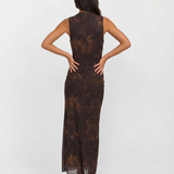 Sleeveless Ruched Maxi Dress with Elegant Bodycon Fit