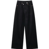 High Waist Classic Cropped Wide Leg Denim Jeans