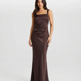 Satin Maxi Evening Dress Elegant Slim Fit