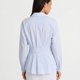 Peplum Button Up Shirt with Structured Collar