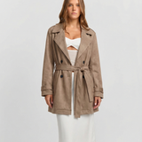 Belted Classic Trench Coat with Double Breasted Design