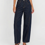 High Waist Wide Leg Dark Wash Denim Jeans