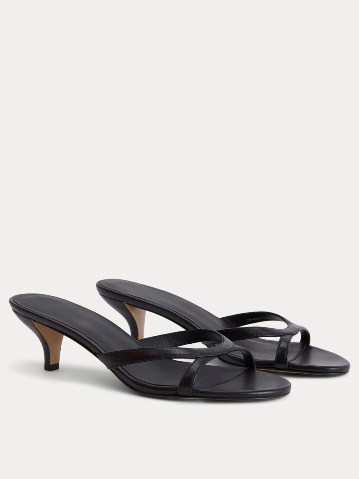 Orizelle | Strappy Leather Kitten Heel Mules — Black