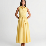 Elegant Sleeveless Midi Dress Pleated Waist