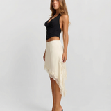 Asymmetrical Fringe Midi Skirt Elegant Boho Style