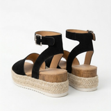 Orizelle | Suede Platform Espadrille Sandals — Black