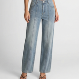 High Waist Light Wash Straight Leg Denim Jeans