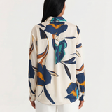 Printed Button Up Blouse with Classic Collar