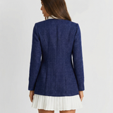 Bow Collar Button Mini Dress Elegant Long Sleeve Dress