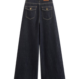 High Waist Dark Wash Wide Leg Denim Jeans