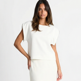 Minimalist Short Sleeve Knit Top with Relaxed Fit