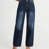 High Waist Wide Leg Faded Denim Jeans