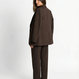 Double Breasted Blazer and Straight Leg Pants Suit Set