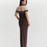 Women Contrast Trim Knit Polo Top Slim Fit