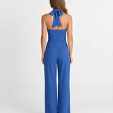 Halter Neck Wide Leg Jumpsuit Elegant Draped Style