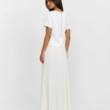Pleated Maxi Skirt and Short Sleeve Top Two Piece Set