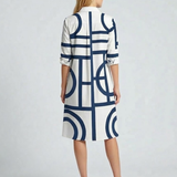 Geometric Print Shirt Midi Dress
