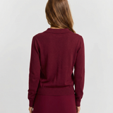 Women Ribbed Knit Polo Sweater Elegant Slim Fit Pullover