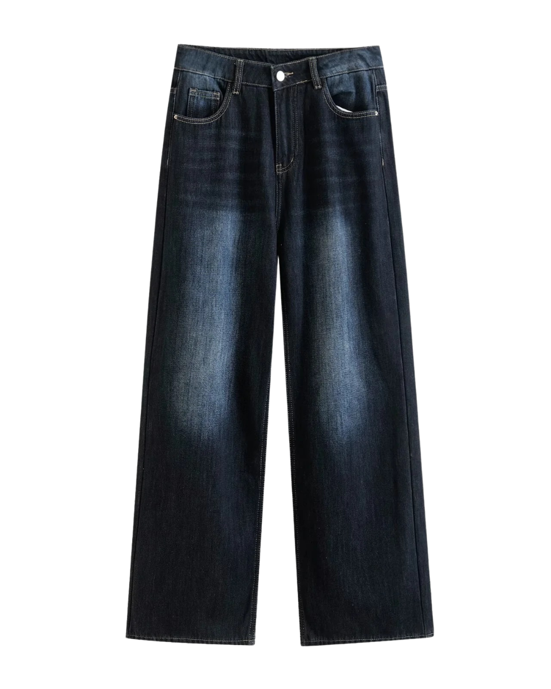 High Waist Wide Leg Faded Denim Jeans
