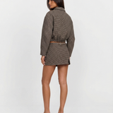 Cable Knit Sweater and Plaid Mini Skirt Elegant Outfit