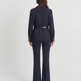 Double Breasted Military Style Blazer and Pants Set