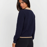 Women Collared Knit Sweater Casual Elegant Pullover