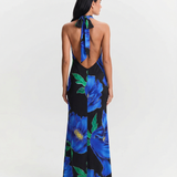 Floral Backless Maxi Dress with Sleek Bodycon Fit