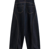 High Waist Wide Leg Dark Wash Denim Jeans