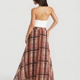 Plaid A Line Maxi Skirt High Waist Casual Elegant Style