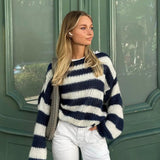 Striped Loose Knit Cropped Jumper