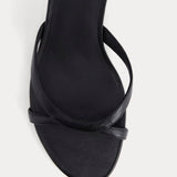 Orizelle | Strappy Leather Kitten Heel Mules — Black