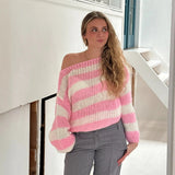 Striped Loose Knit Cropped Jumper