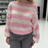 Striped Loose Knit Cropped Jumper