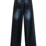 High Waist Wide Leg Faded Denim Jeans